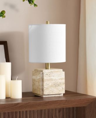 Pacha 15.5" Metal Stone Table Lamp with Fabric Shade