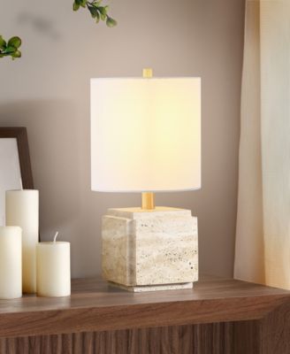 Pacha 15.5" Metal Stone Table Lamp with Fabric Shade