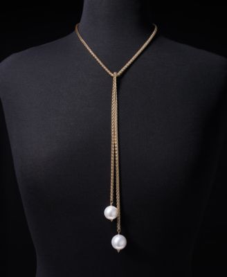 Imitation Pearl Lasso Lariat Necklace, 17-1/4" + 3" extender, Macy’s Exclusive