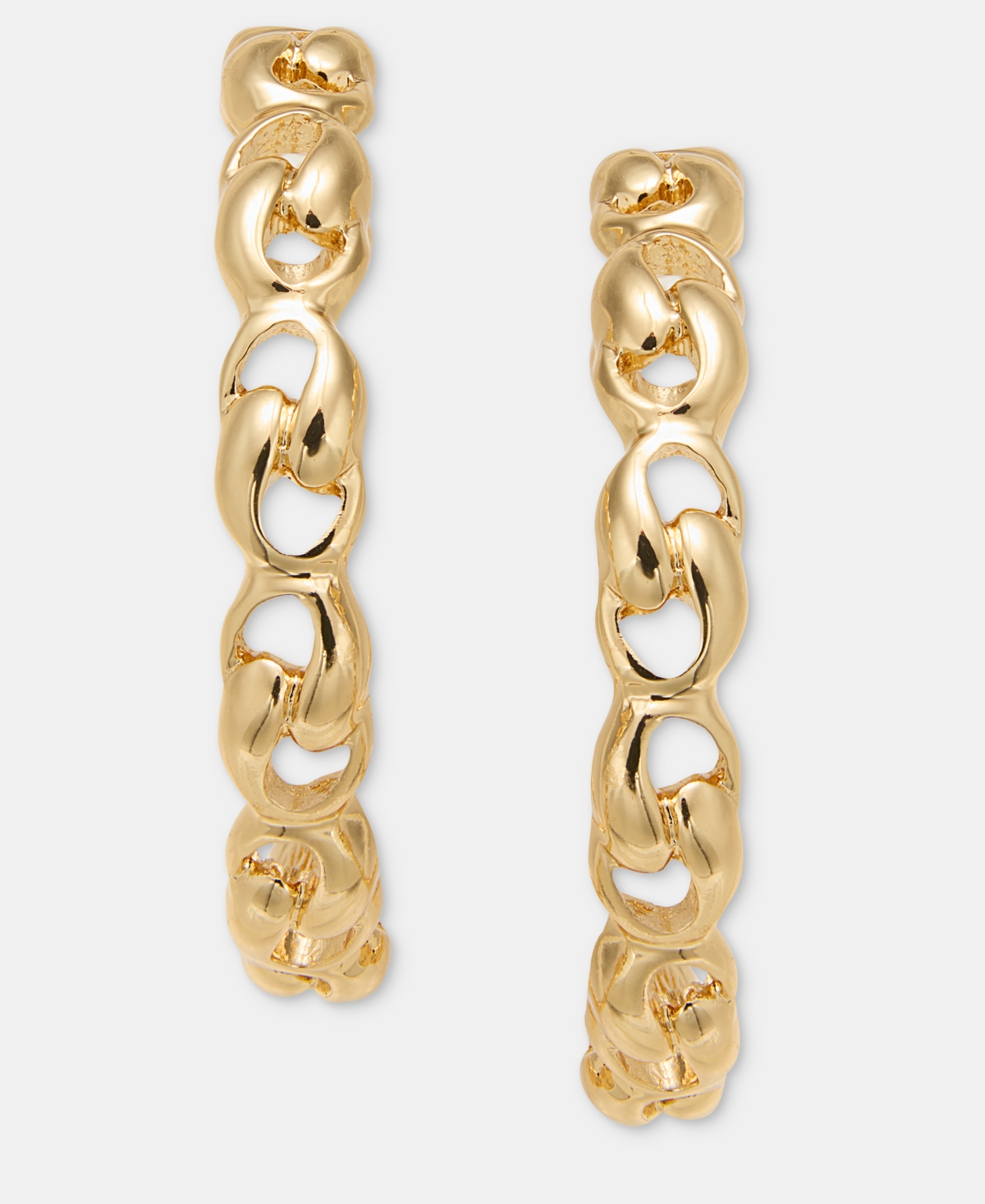 Inc International Concepts Chain Hoop Earrings, Macy's Exclusive In Gold