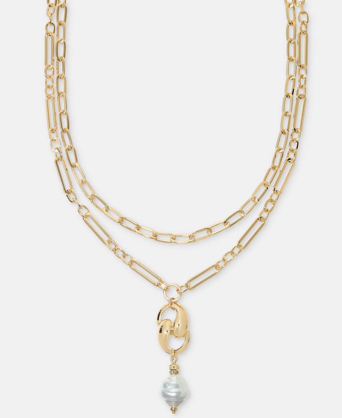 Inc International Concepts Imitation Pearl Charm Layered Lariat Necklace, 16" + 3" Extender, Macy's Exclusive In Multi