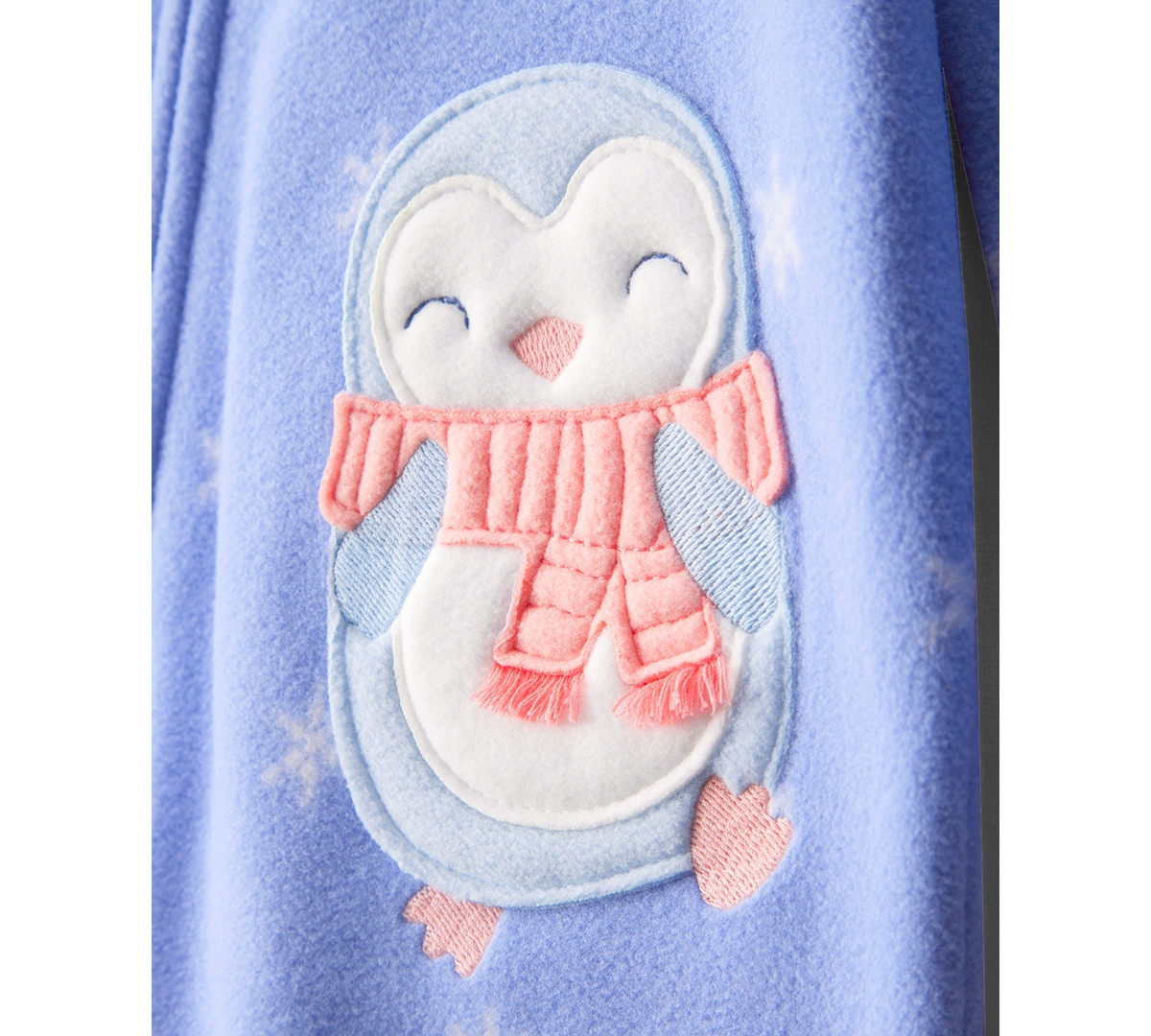 Carter's Baby Girls Snowflake-print Penguin Fleece Loose-fit 1-piece Footed Pajamas In Blue