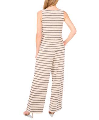 Women's Striped Knit Button Front Vest