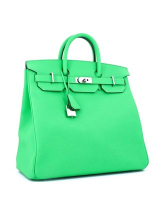 Pre-Owned Hermes HAC 40 Handbag Green Togo with Palladium Hardware