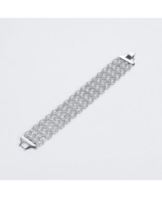 Art Deco Style Jewelry CZ Marquise Cubic Zirconia 4 Row Wide Tennis Bracelet Rhodium Plated 7.5 Inches. Perfect Formal Party.