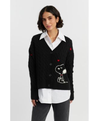 Women's Wool Cashmere Snoopy Cable Cardigan