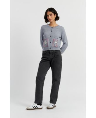Women's Wool Cashmere Snoopy & Charlie Brown Cardigan