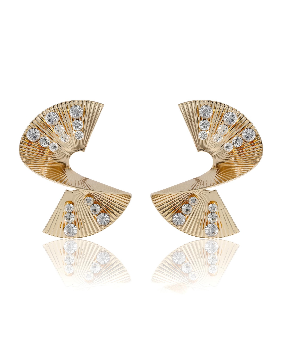 Bcbg Generation Sculpted Fan Crystal Earrings - Gold/clear