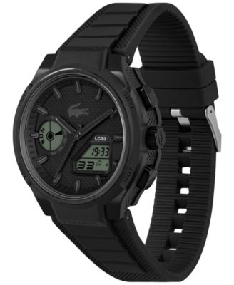 Men's LC33 Black Silicone Strap Watch, 44.8mm
