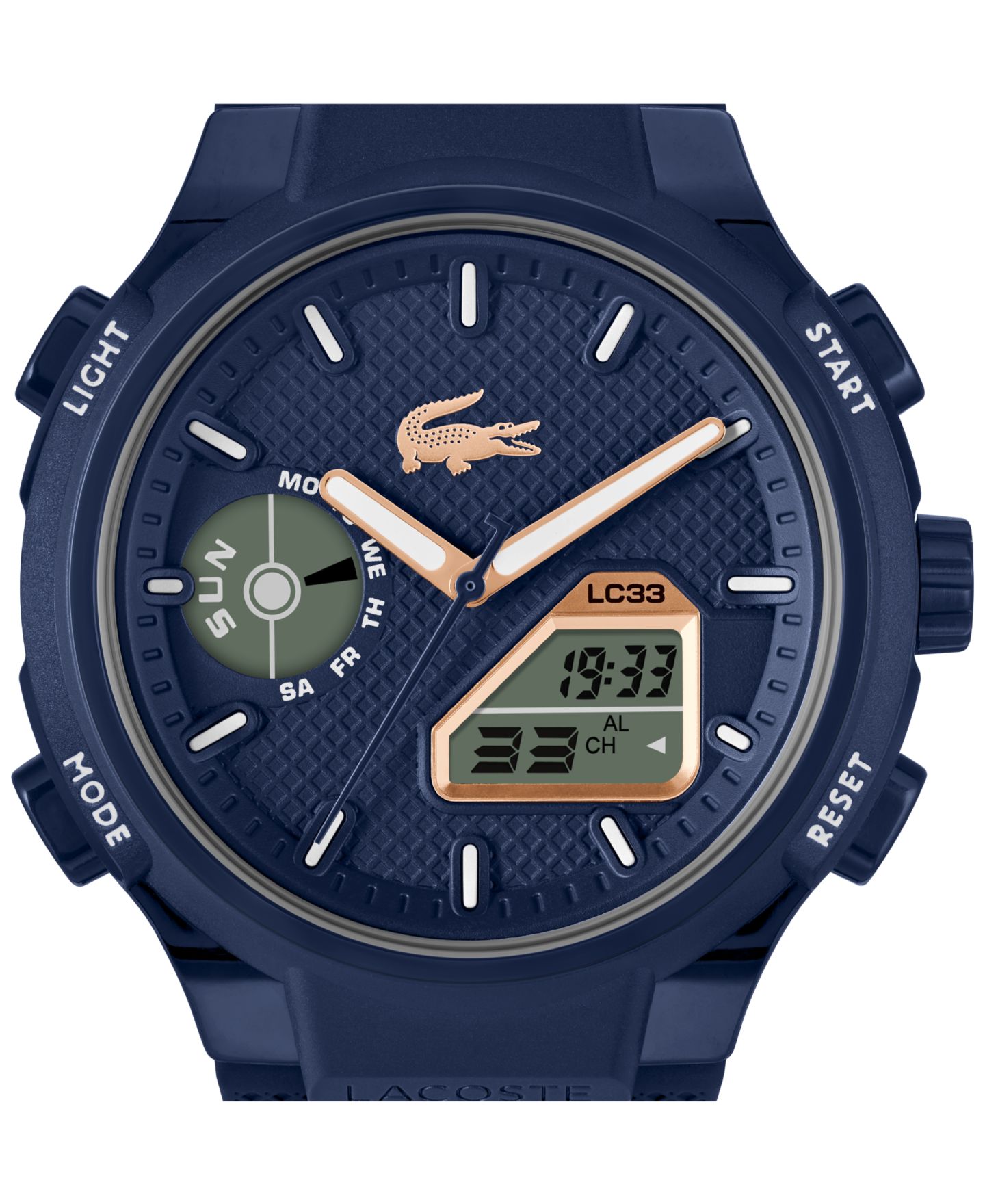 Мужские часы Lacoste LC33 Midnight Navy Silicone Strap Watch, 44.8mm — фото 4