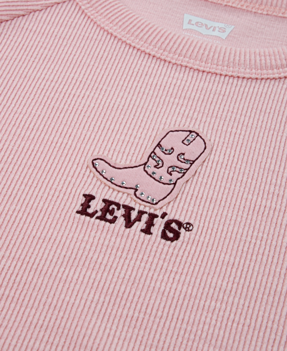 Levi's Big Girls Boot Applique Raglan Top In Pink