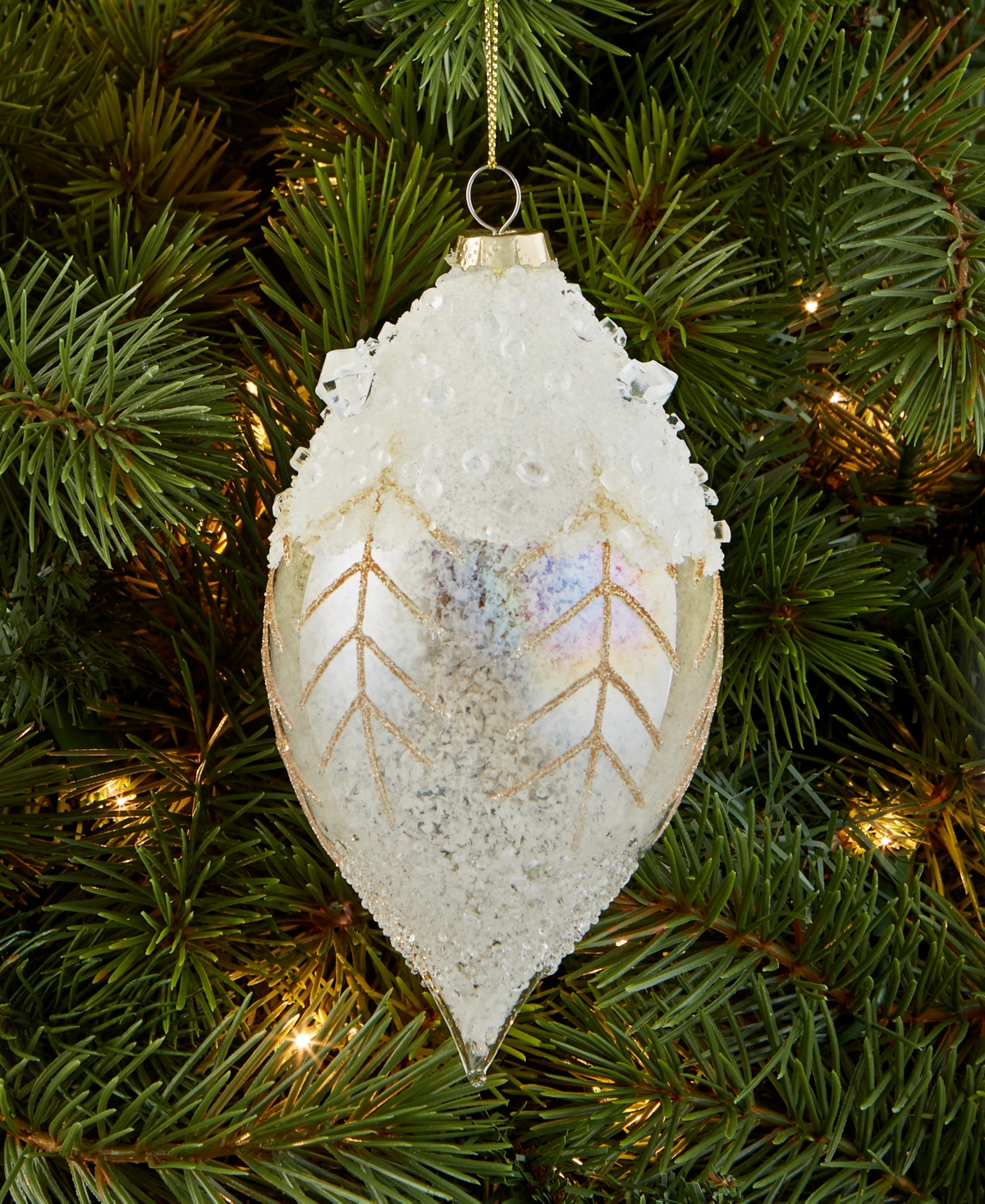 Holiday Lane Iced Delight Glass Frosted Drop Ornament, Macy's Exclusive In Neutral