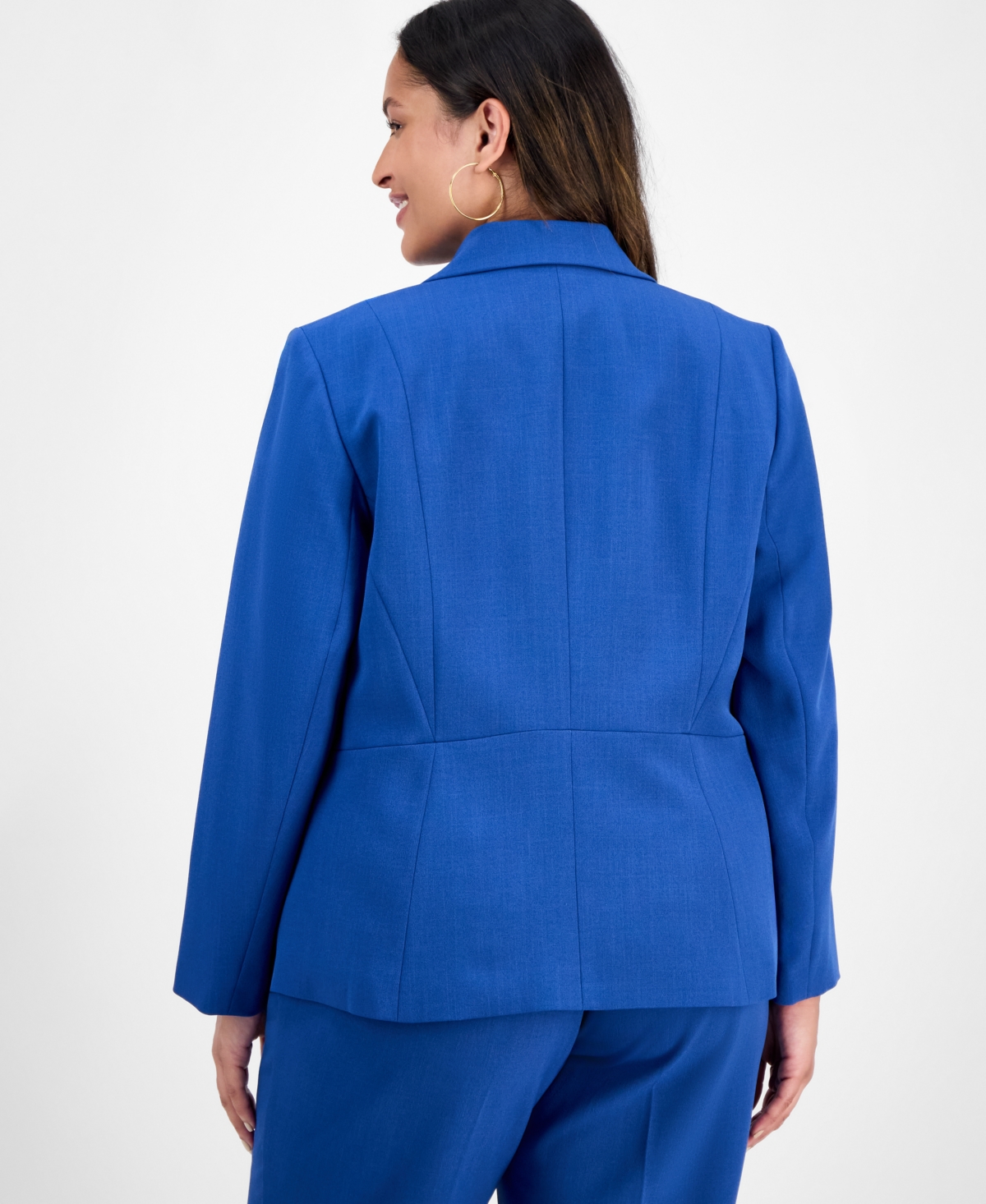Kasper Plus Size Single-button Blazer In Blue
