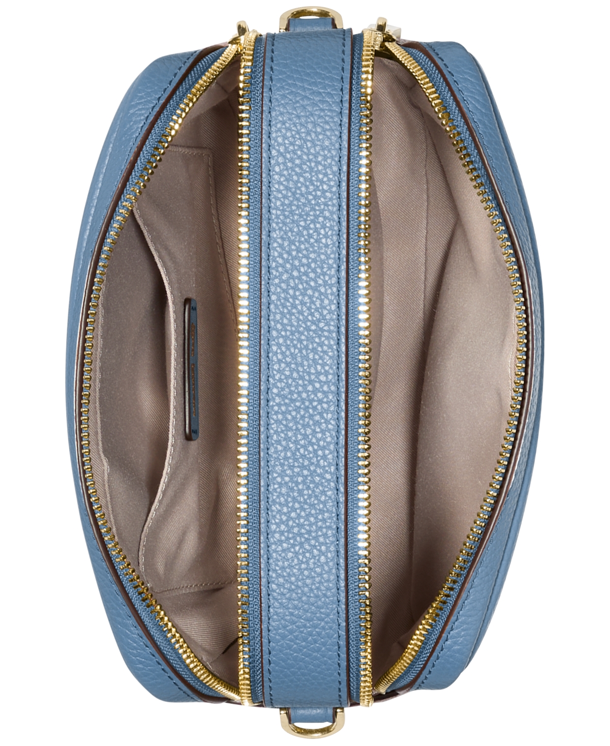 Michael Kors Michael  Bryant Medium Leather Double Zip Chain Camera Crossbody In Blue