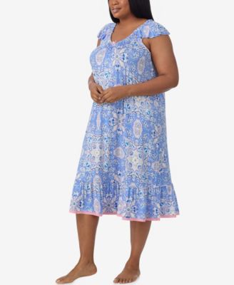 Plus Size Short Sleeve Midi Nightgown