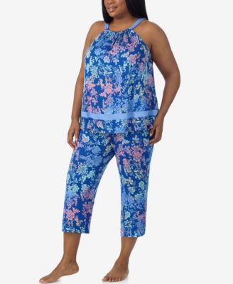Plus Size Sleeveless Cropped Pajama Set