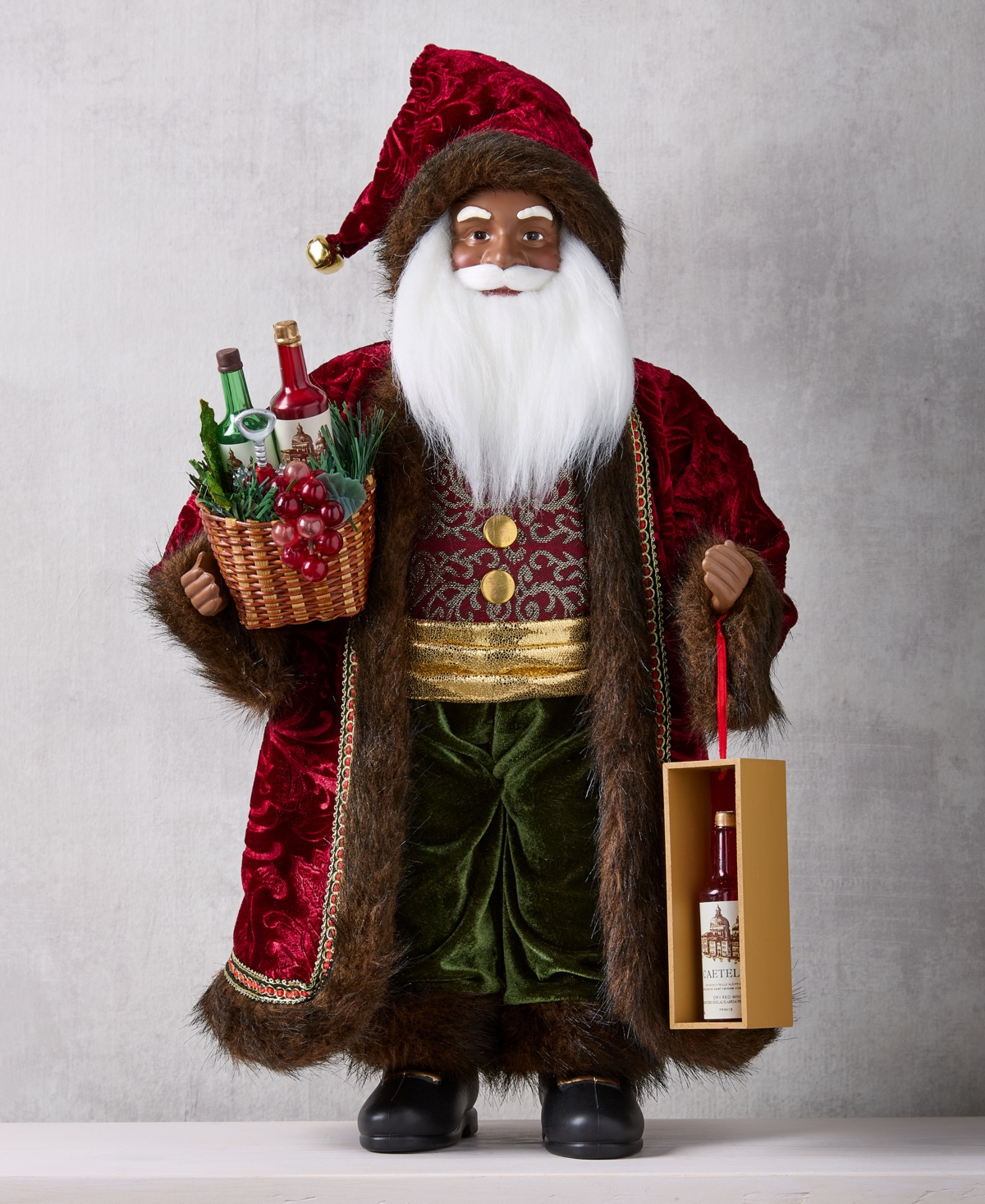 Holiday Lane Heritage African American Santa With Wine, Macy's Exclusive
