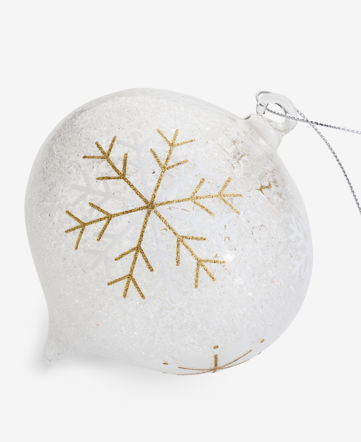 Holiday Lane Iced Delight Glass Snowflake Onion Ornament, Macy's Exclusive In Transparent