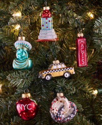 Heritage Set of 6 New York Glass Mini Ornaments, Macy's Exclusive