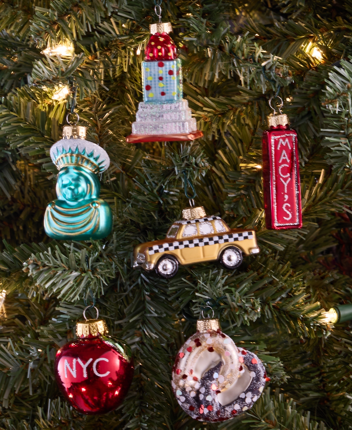 Holiday Lane Heritage Set Of 6 New York Glass Ornaments, Macy's Exclusive In Transparent