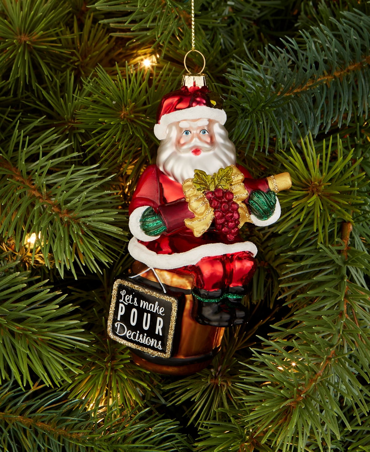 Holiday Lane Spirits Santa With Wine Ornament, Macy's Exclusive In Transparent