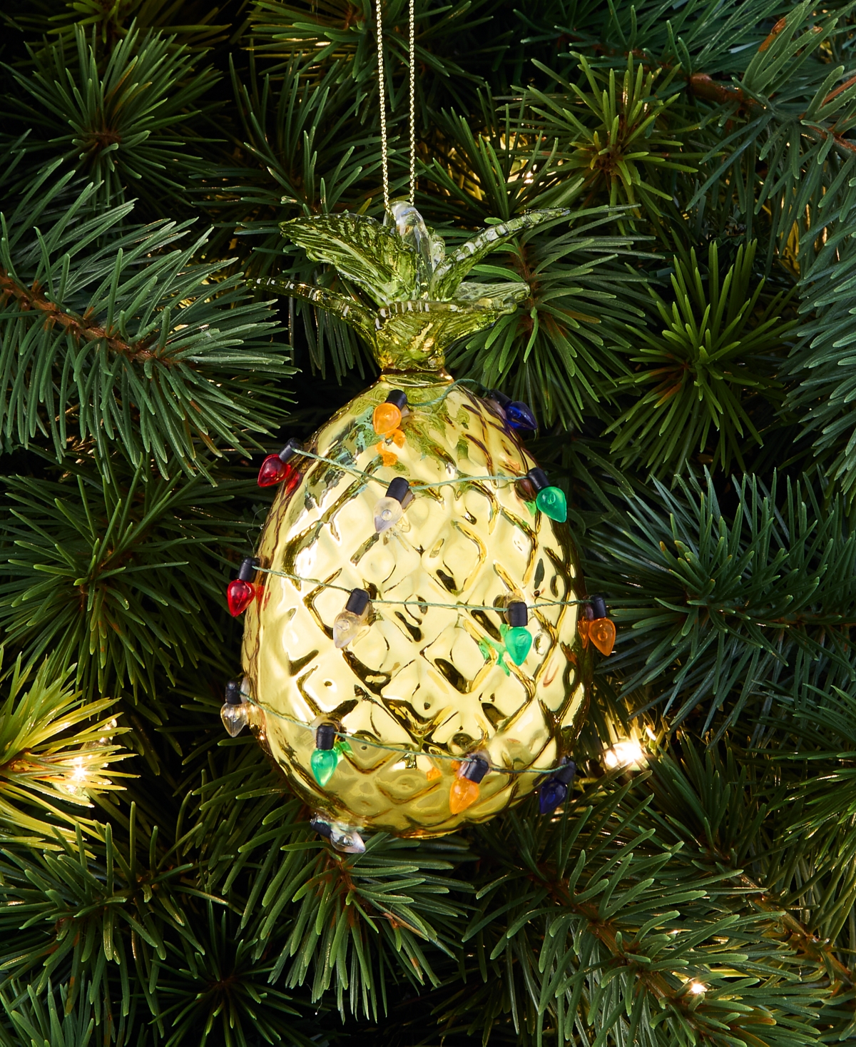 Holiday Lane Hawaii Glass Decorated Pineapple Ornament, Macy's Exclusive In Multi