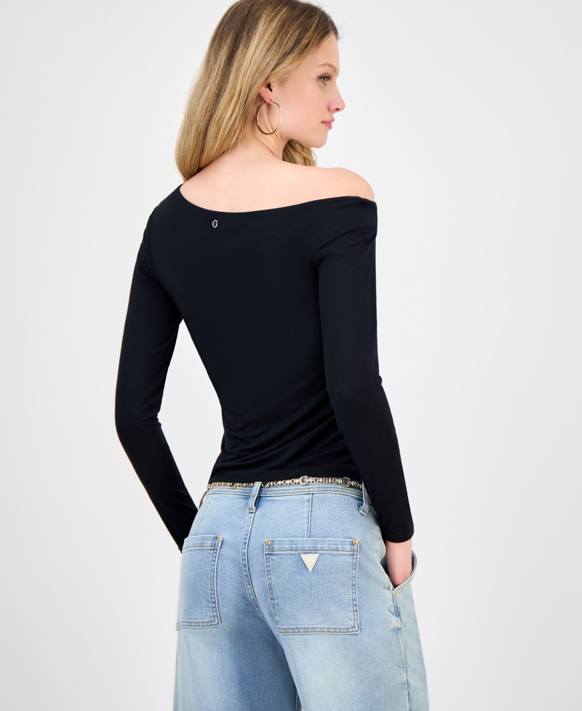 Guess Women's Julianna Long-sleeve Asymmetric Top In Black