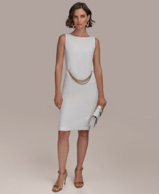 Donna Karan New York - Women's Sleeveless Chain-Belt Sheath Dress