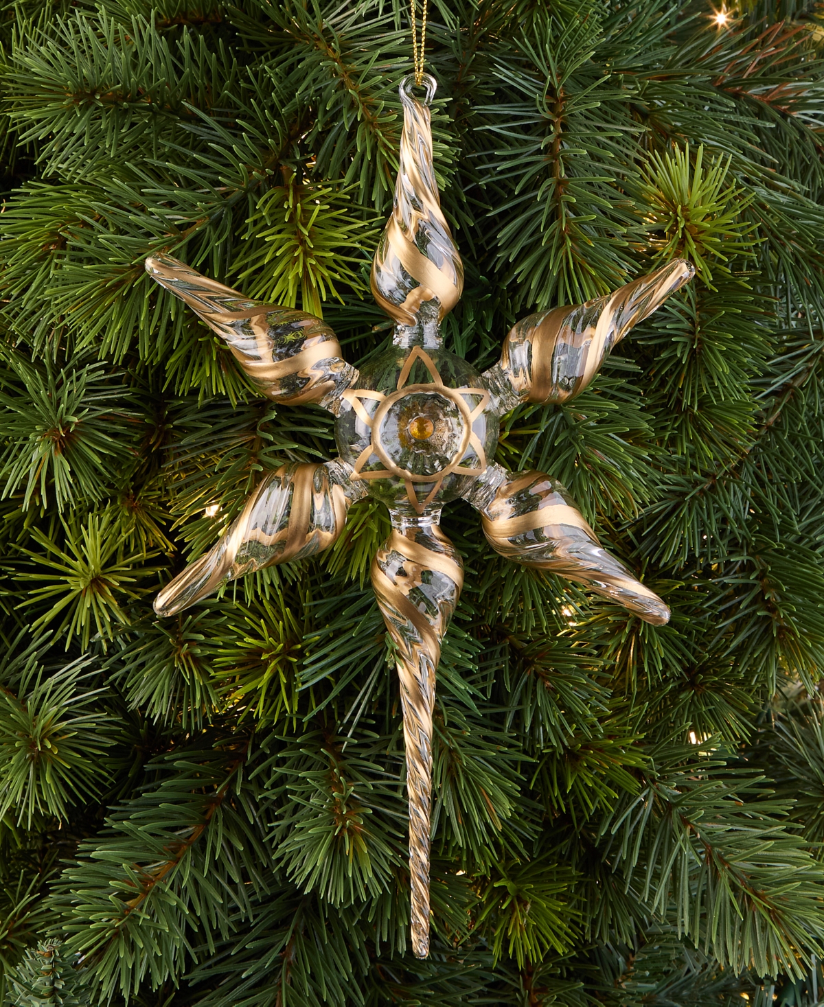 Holiday Lane Blessed Glass Gold-tone Striped Finial Ornament, Macy's Exclusive In Multi