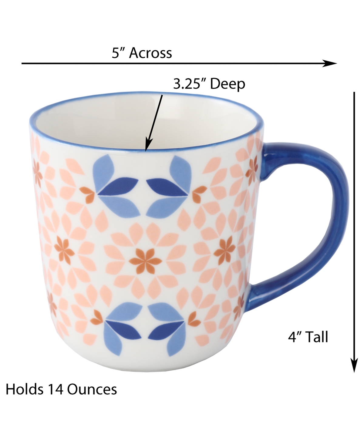 Lorren Home Trends Geo Floral Mugs, Assorted Set Of 4 In Multi