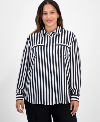 Kasper - Plus Size Striped Blouse