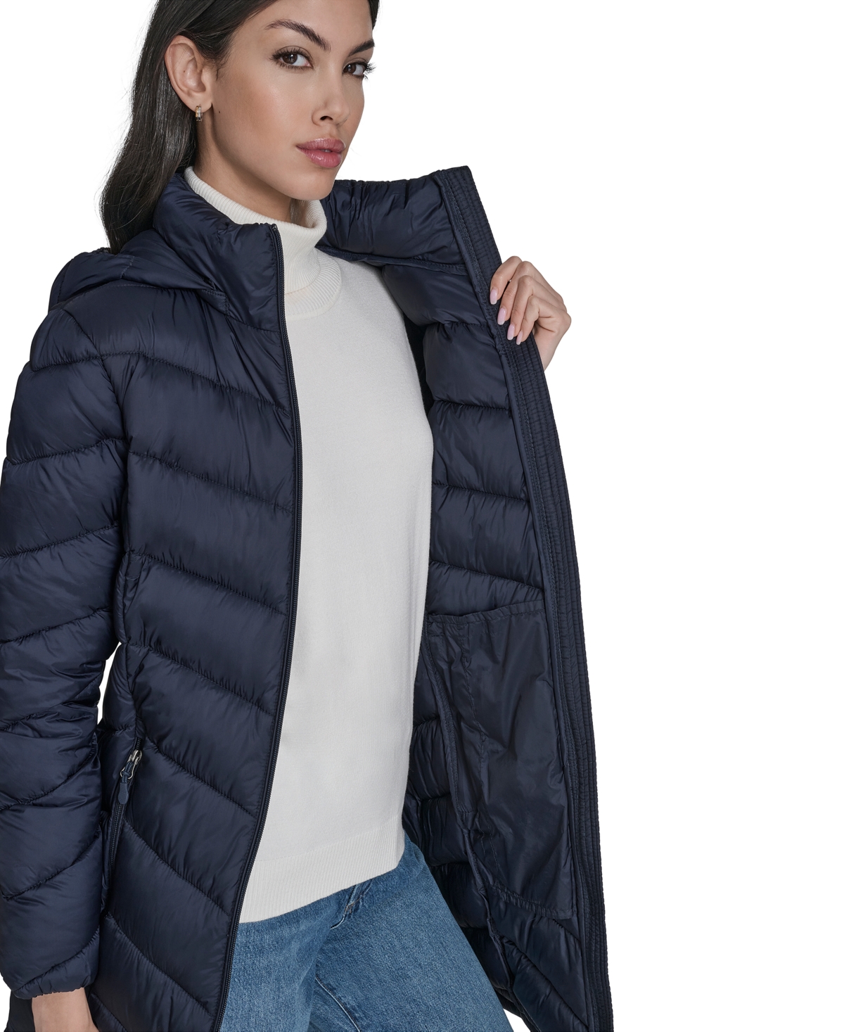 Charter Club Women's Packable Hooded Puffer Coat, Created For Macy's In Blue