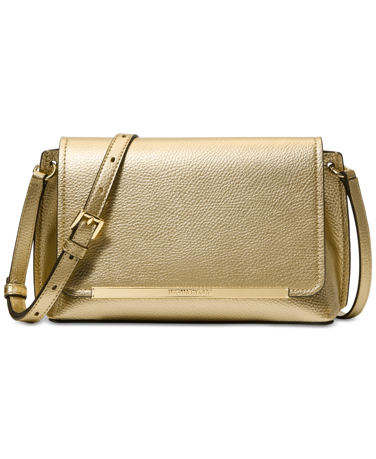 Michael Kors Evelyn Medium Flap Crossbody Bag In Gold
