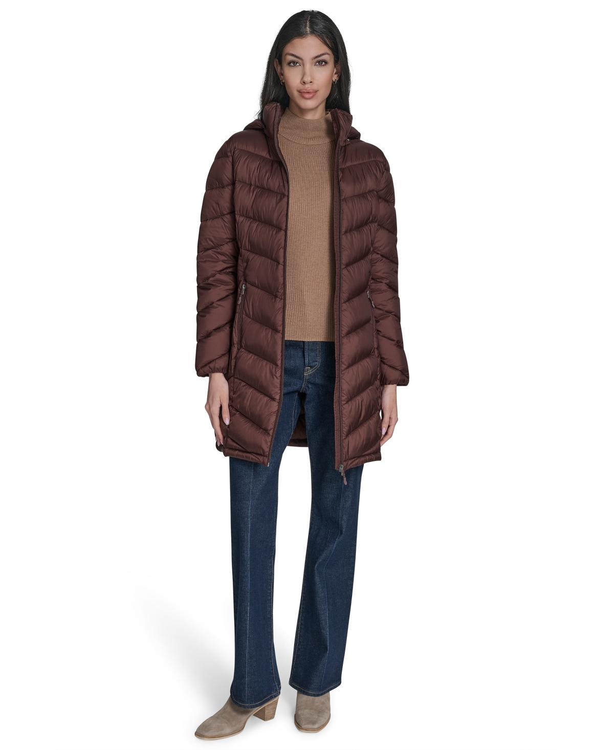 Charter Club Women's Packable Hooded Puffer Coat, Created For Macy's In Brown