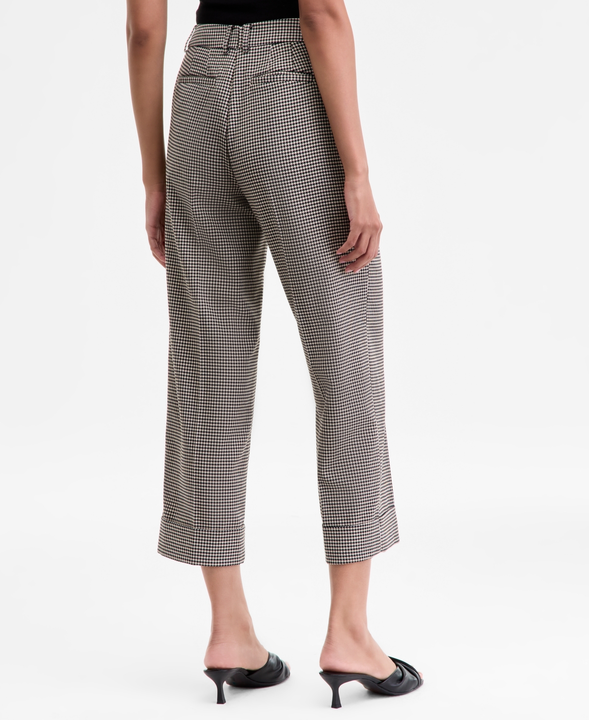 Anne Klein Women's Cropped Houndstooth Pants In Gray