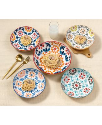 Geo Floral 5-Pc. Pasta/All-Purpose Bowl Set