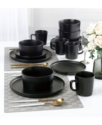 Black 16-Pc. Dinnerware Set, Service for 4