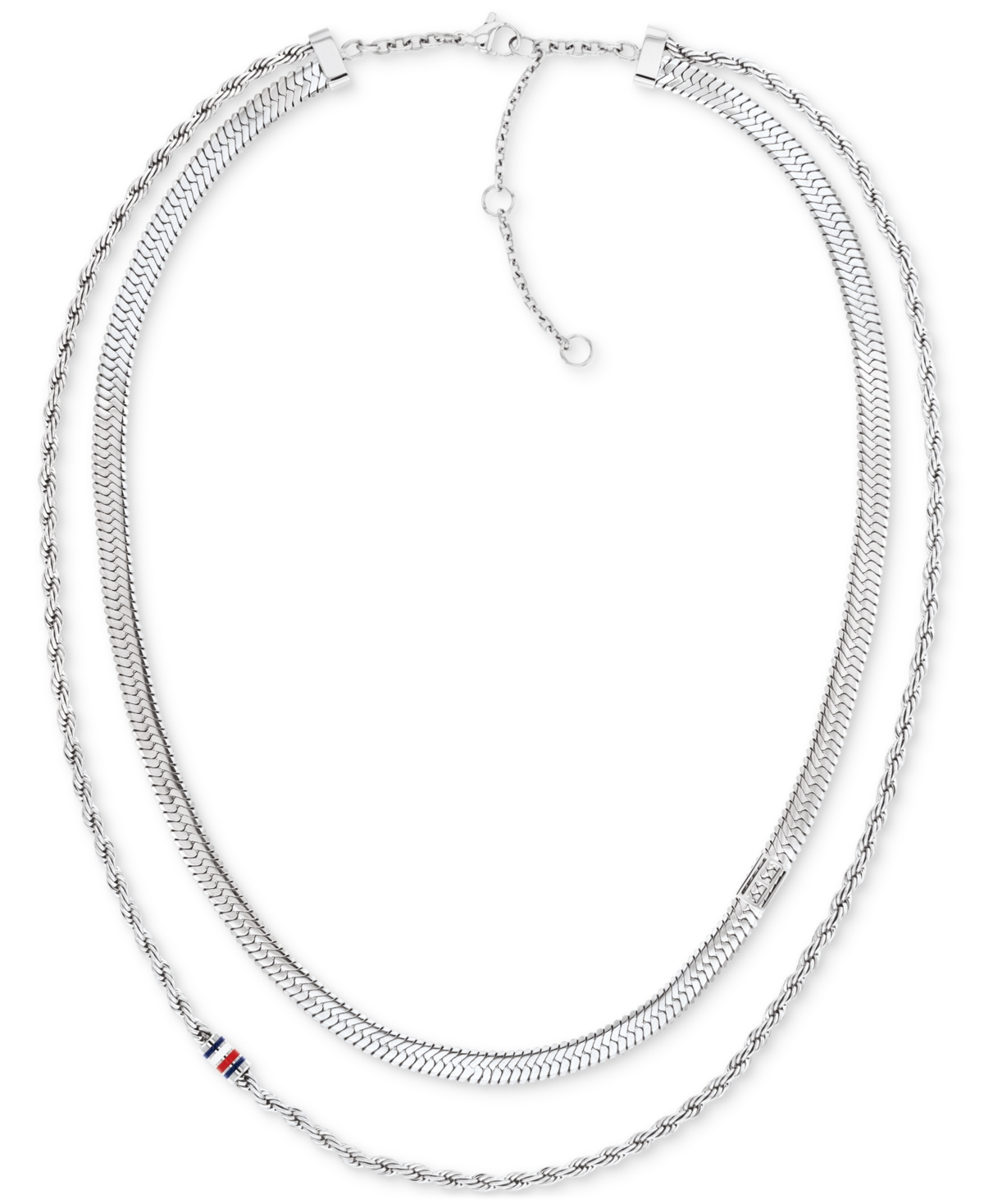 Tommy Hilfiger Layered Collar Necklace, 16" + 2" Extender In Silver