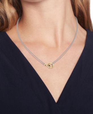 Two-Tone Nautical Knot Pendant Necklace, 16" + 2" extender