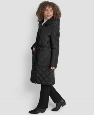 Women's Corduroy-Collar Quilted Anorak Coat