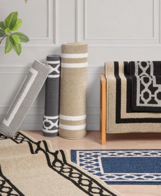 Double Line Border Tufted Runner Rug, 30" x 120"