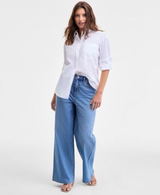 Women's Cotton Poplin Relaxed Shirt, Macy's Exclusive