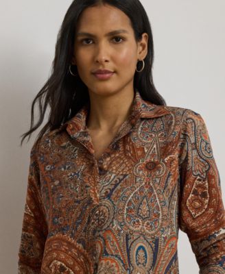 Women's Classic-Fit Paisley Crepe Shirt
