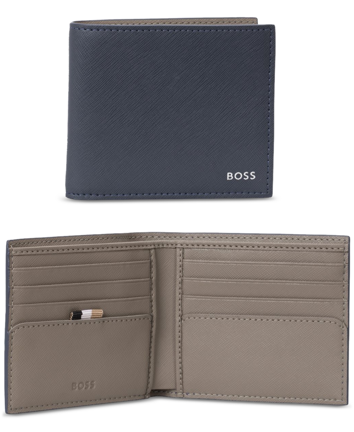 Hugo by Hugo Boss Men's Leather Logo Wallet - Dark Blue