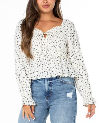 Celebrity Pink - Juniors' Plaid Ruffle-Trim Babydoll Top