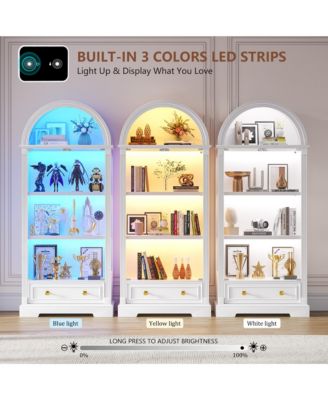 Arched Glass Display Cabinet with LED Motion Sensor Light