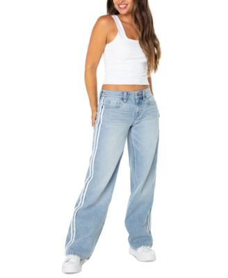 Celebrity Pink - Juniors' Racer-Stripe Slouchy Straight-Leg Jeans