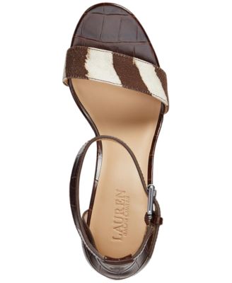 Women's Sylvia Zebra-Print-Trim Embossed Dress Sandals