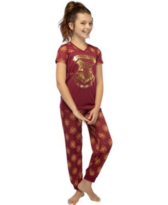 Little Girls Short Sleeve Hogwarts 2-Piece Athletic Jogger Pant Pajama Set