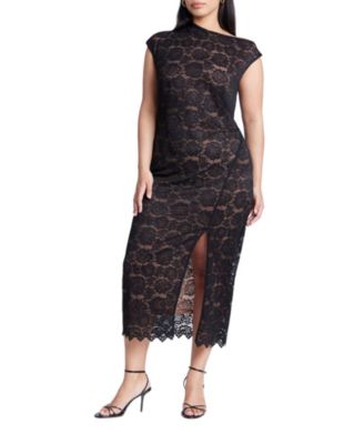 Women's Plus Size Twist Neck Lame Maxi Dress